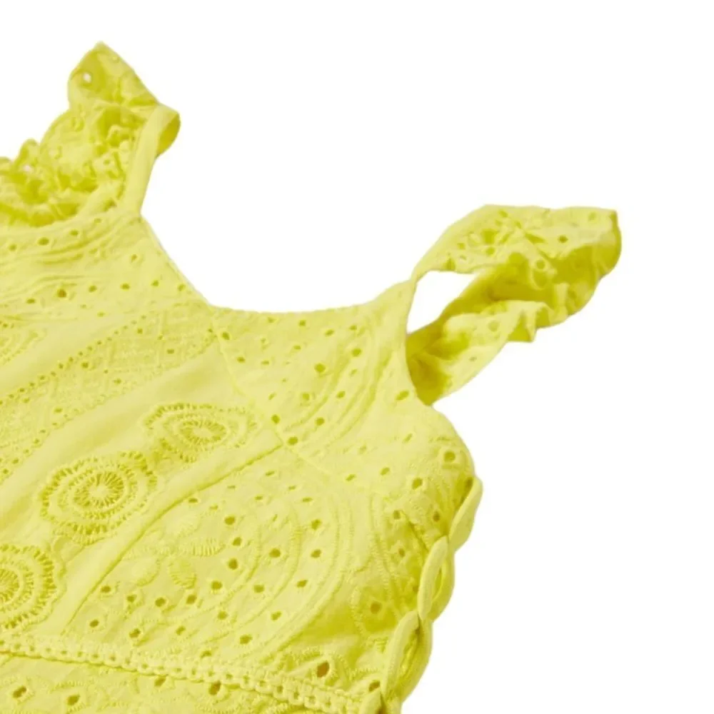 ZARA Kids Embroidered Lime Green Girls Dress Size 14 NWT